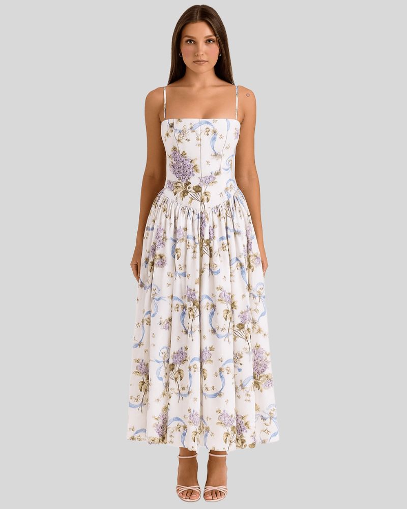 GARDEN FLORAL MIDI DRESS