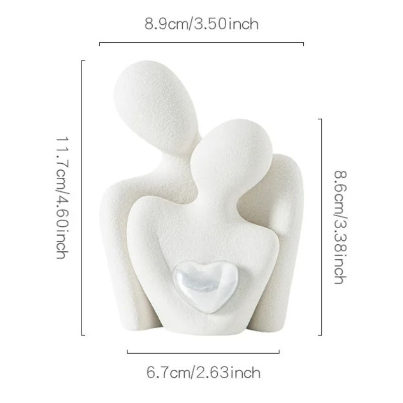 LOVING COUPLE DECORATIVE SCULPTURES – SET OF 2 MINIMALIST CERAMIC PIECES