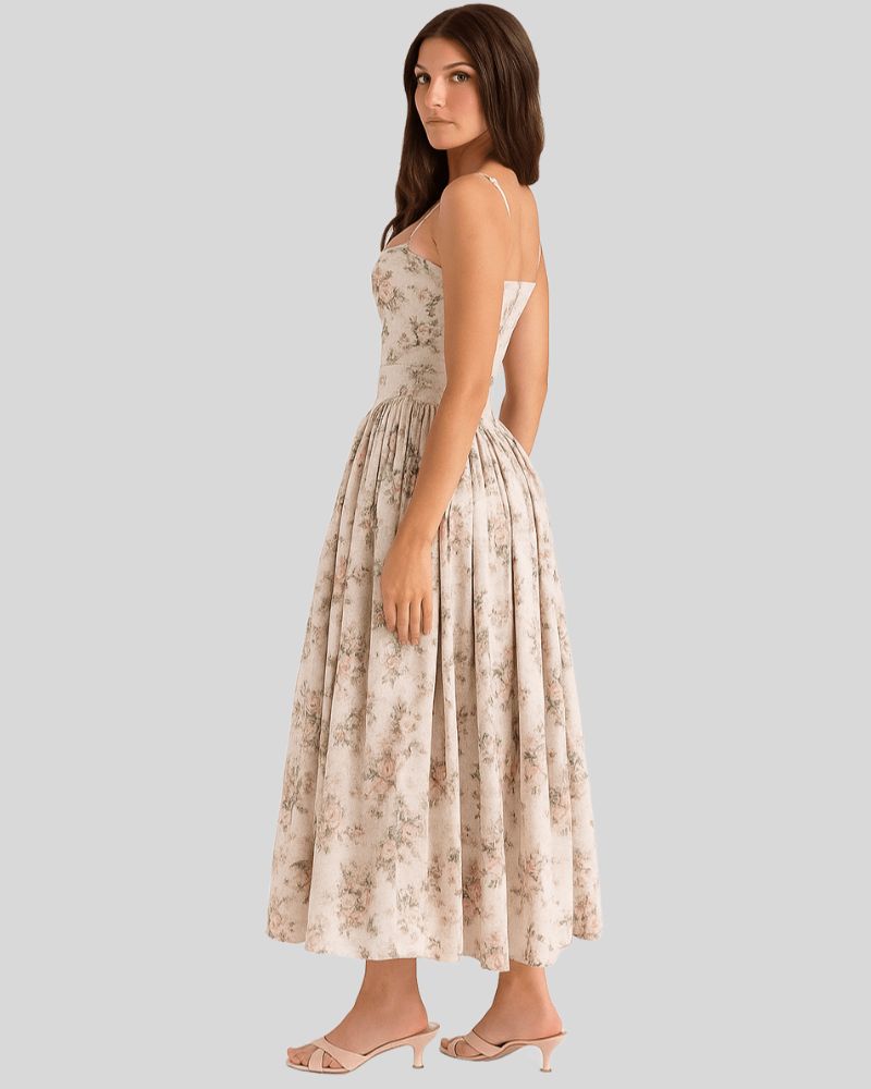 GARDEN FLORAL MIDI DRESS