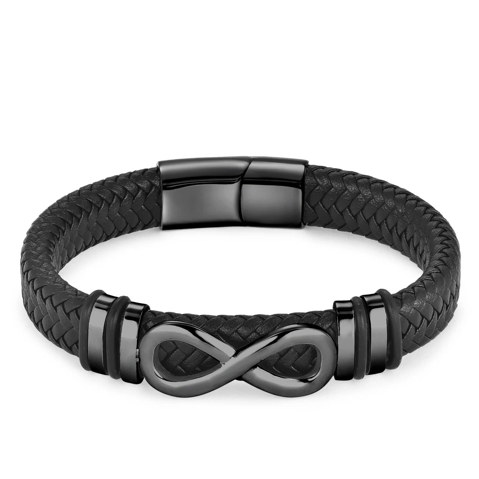 MEN'S INFINITY BRACELET IN LEATHER AND STEEL