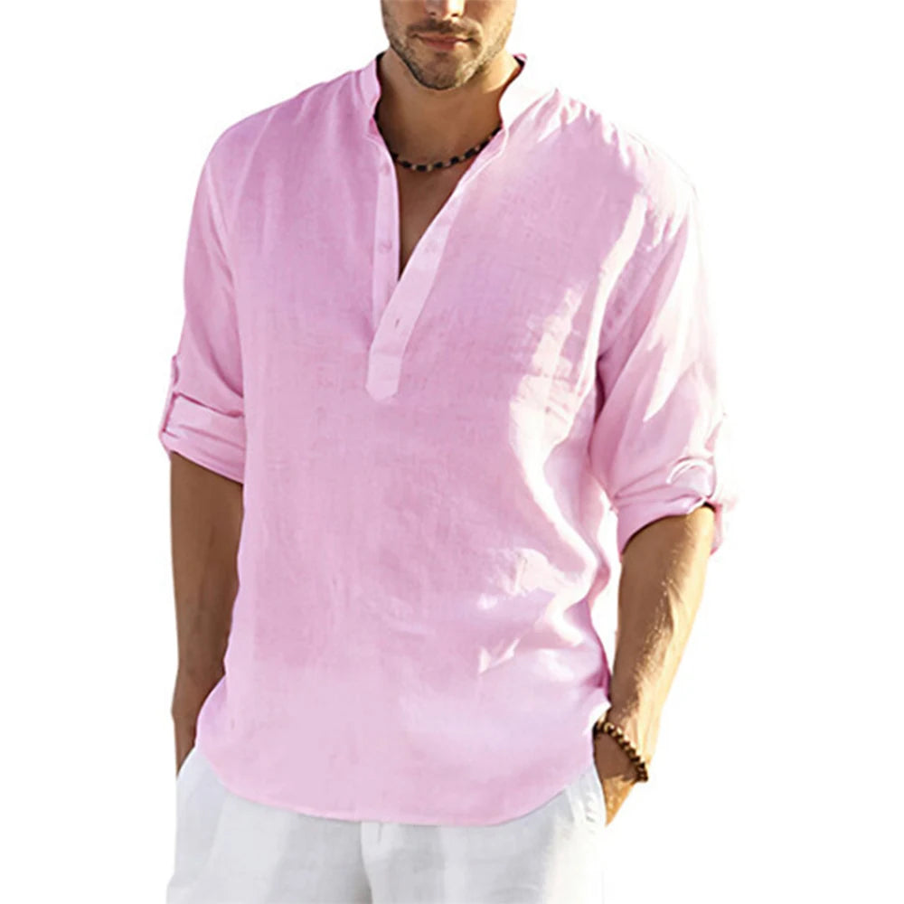 CAPRI LINEN HENLEY SHIRT