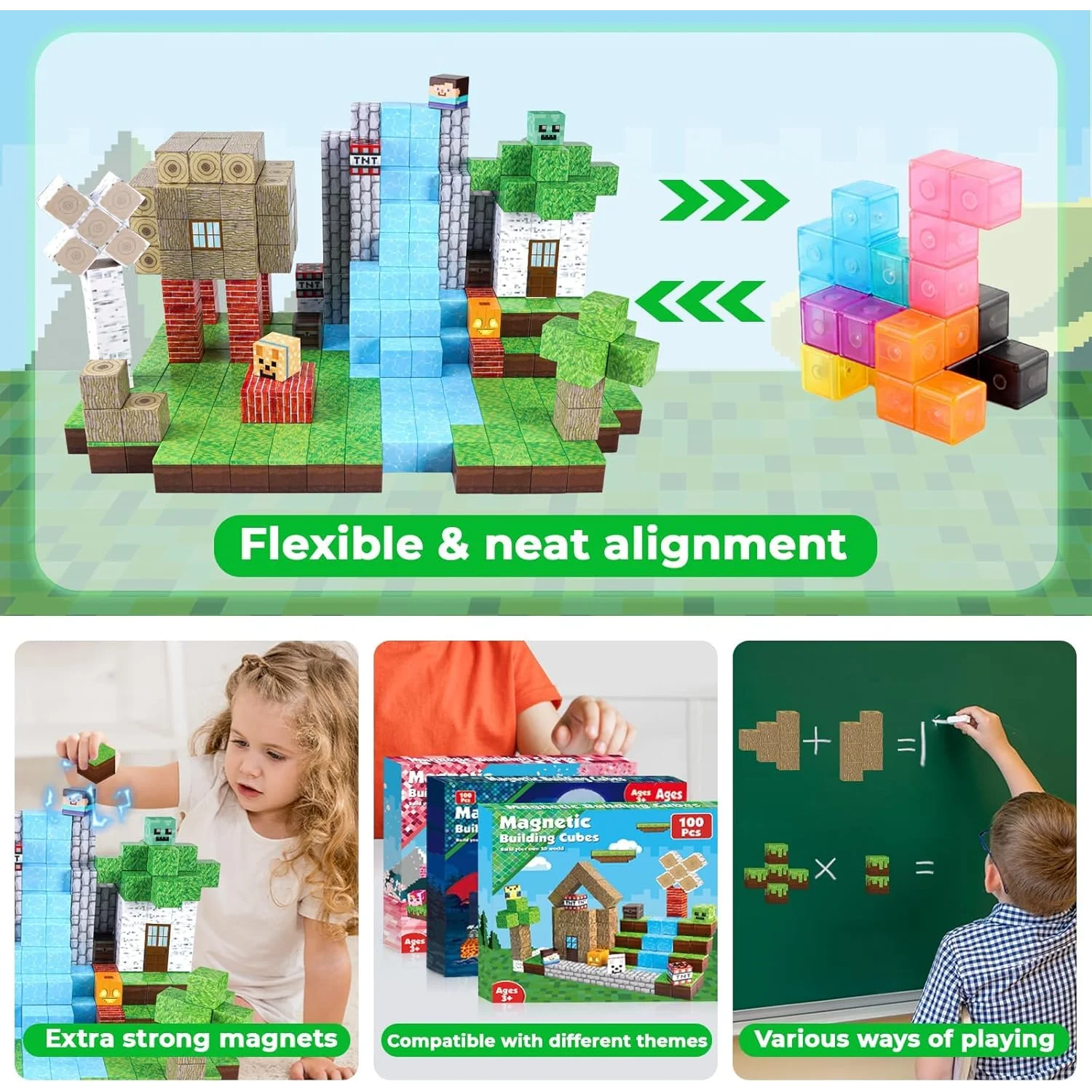 MAGNETIC BUILDING BLOCKS - 100 PIECES