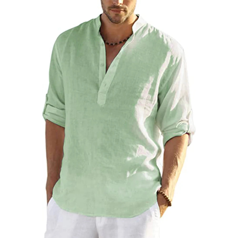 CAPRI LINEN HENLEY SHIRT
