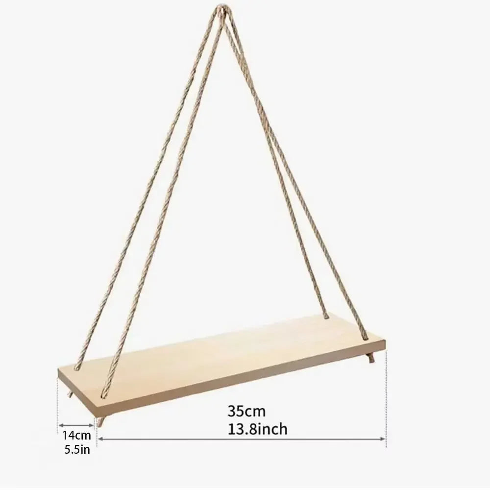 RUSTIC WOODEN HANGING SHELF WITH ROPE – BUY 1, GET 2 FREE
