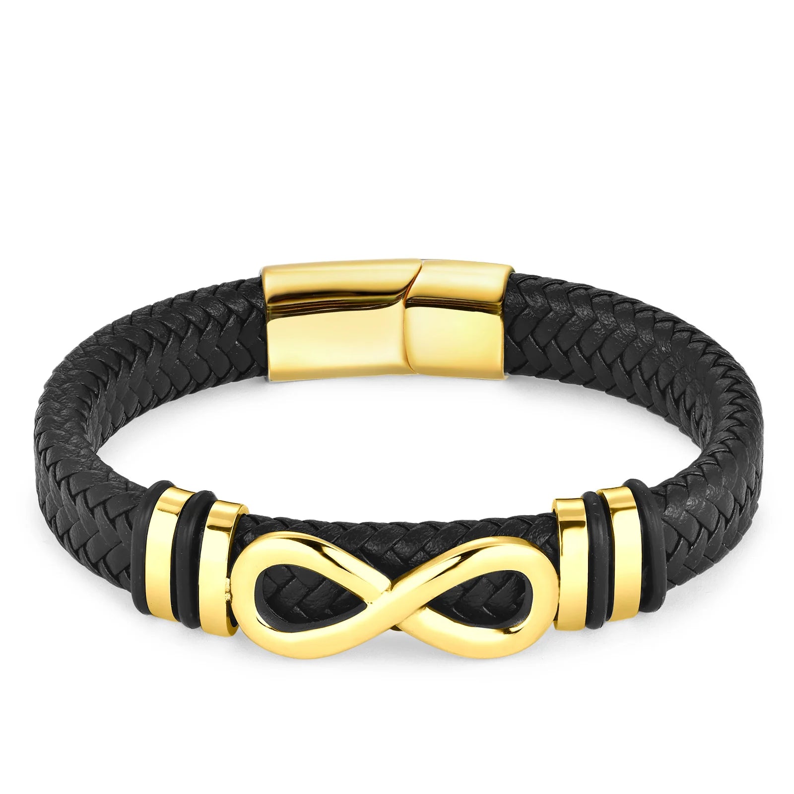 MEN'S INFINITY BRACELET IN LEATHER AND STEEL