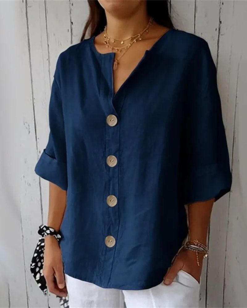 WOMEN'S LINEN SHIRT WITH FRONT BUTTONS