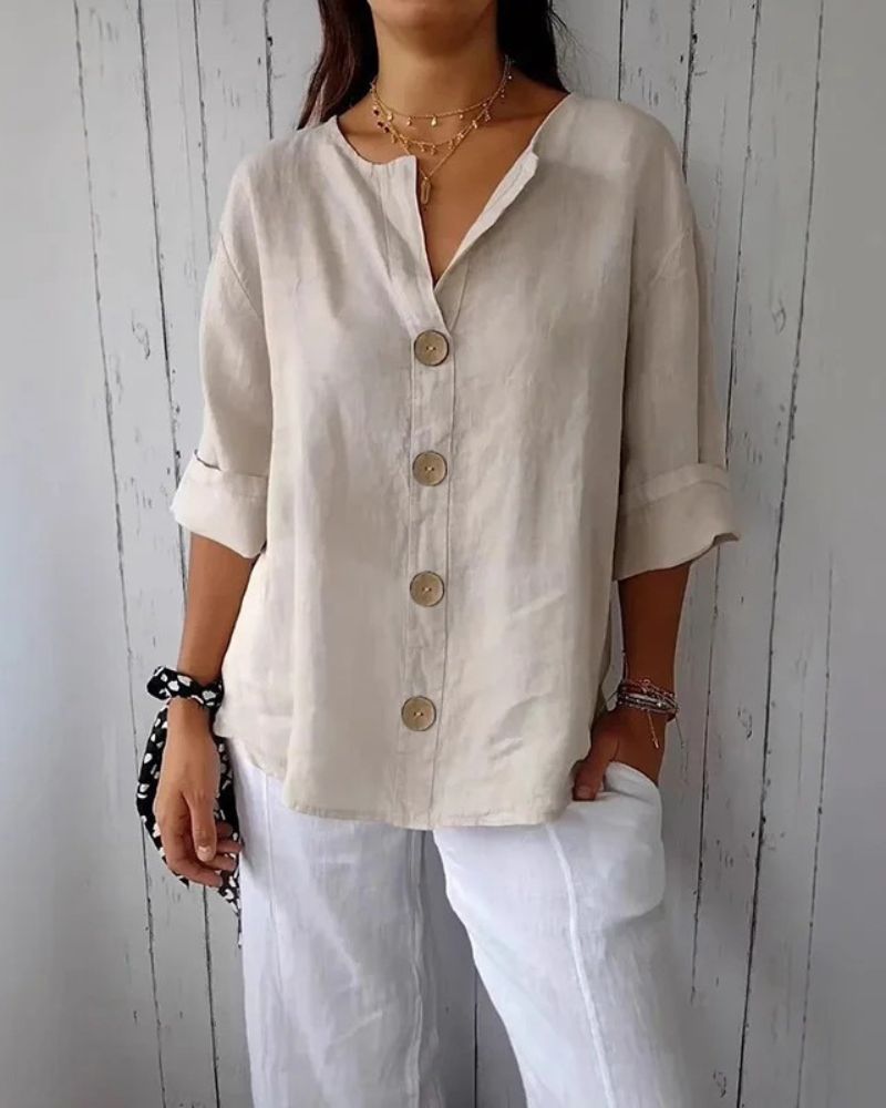 WOMEN'S LINEN SHIRT WITH FRONT BUTTONS