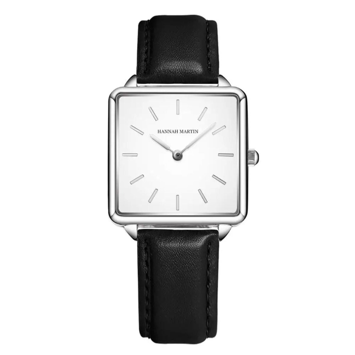 WOMEN'S SQUARE LEATHER WATCH ELEGANCE BLACK 28mm