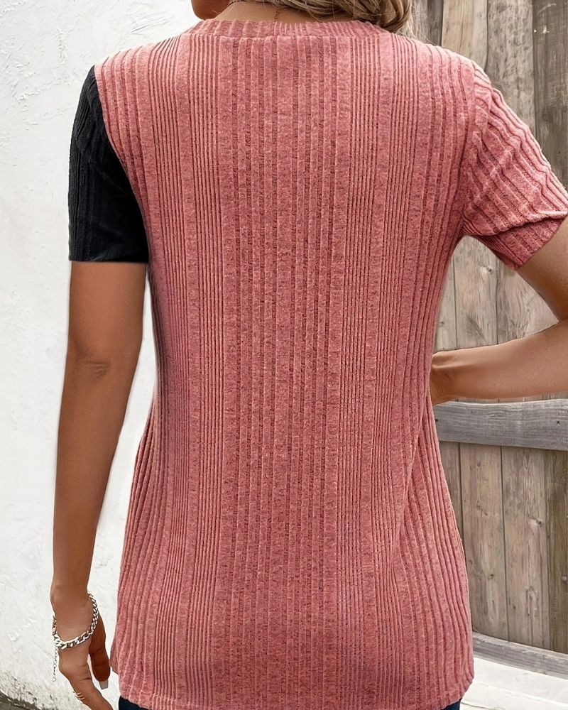 WOMEN'S CASUAL TWO-TONE BLOUSE IN PREMIUM FABRIC