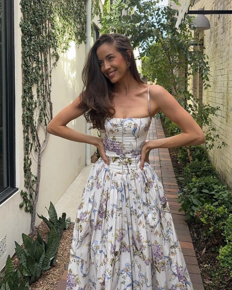 GARDEN FLORAL MIDI DRESS