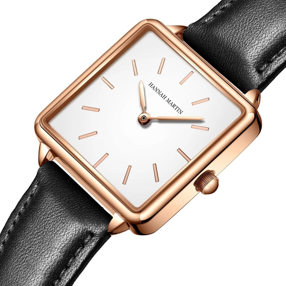 WOMEN'S SQUARE LEATHER WATCH ELEGANCE BLACK 28mm