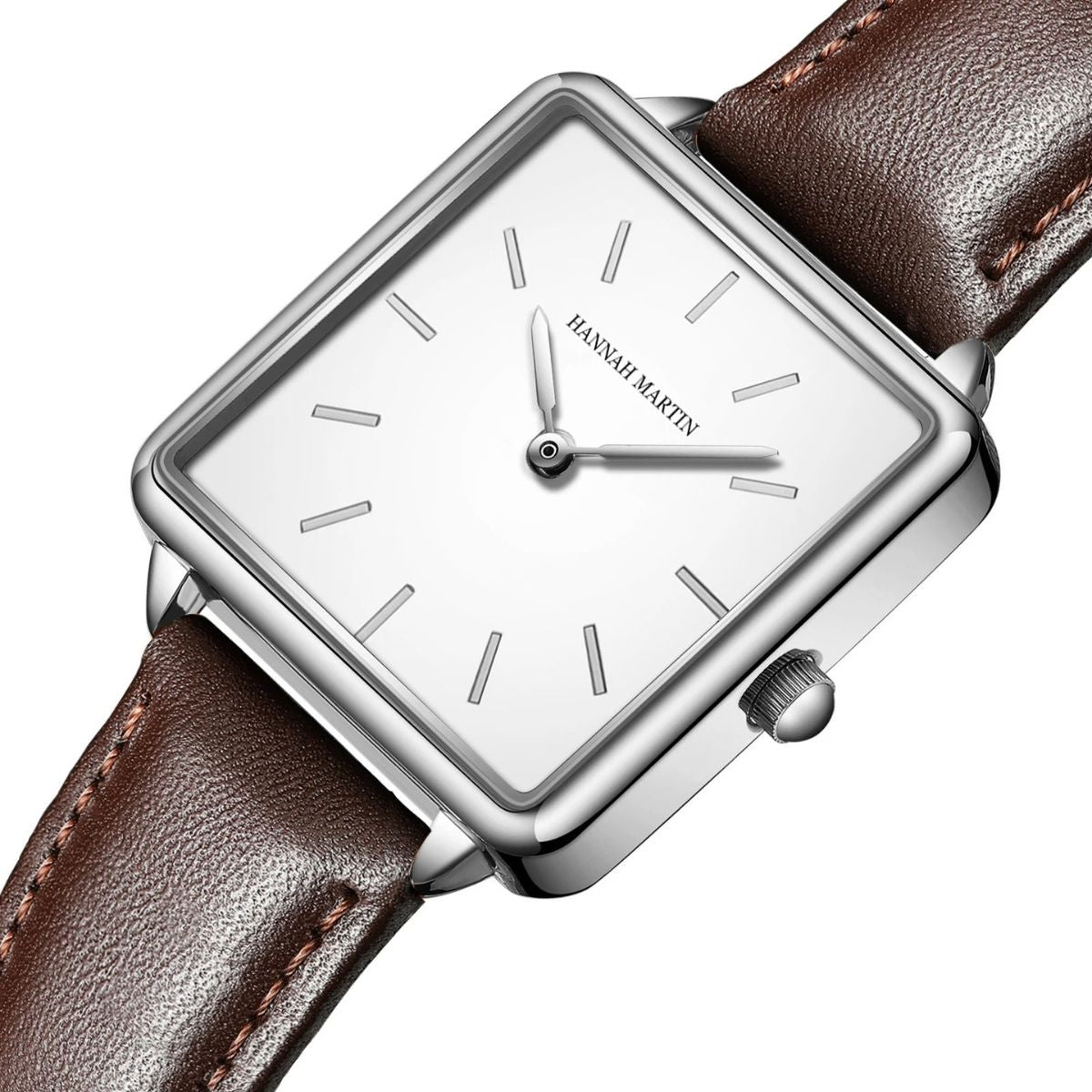 WOMEN'S SQUARE LEATHER WATCH ELEGANCE BROWN 28mm