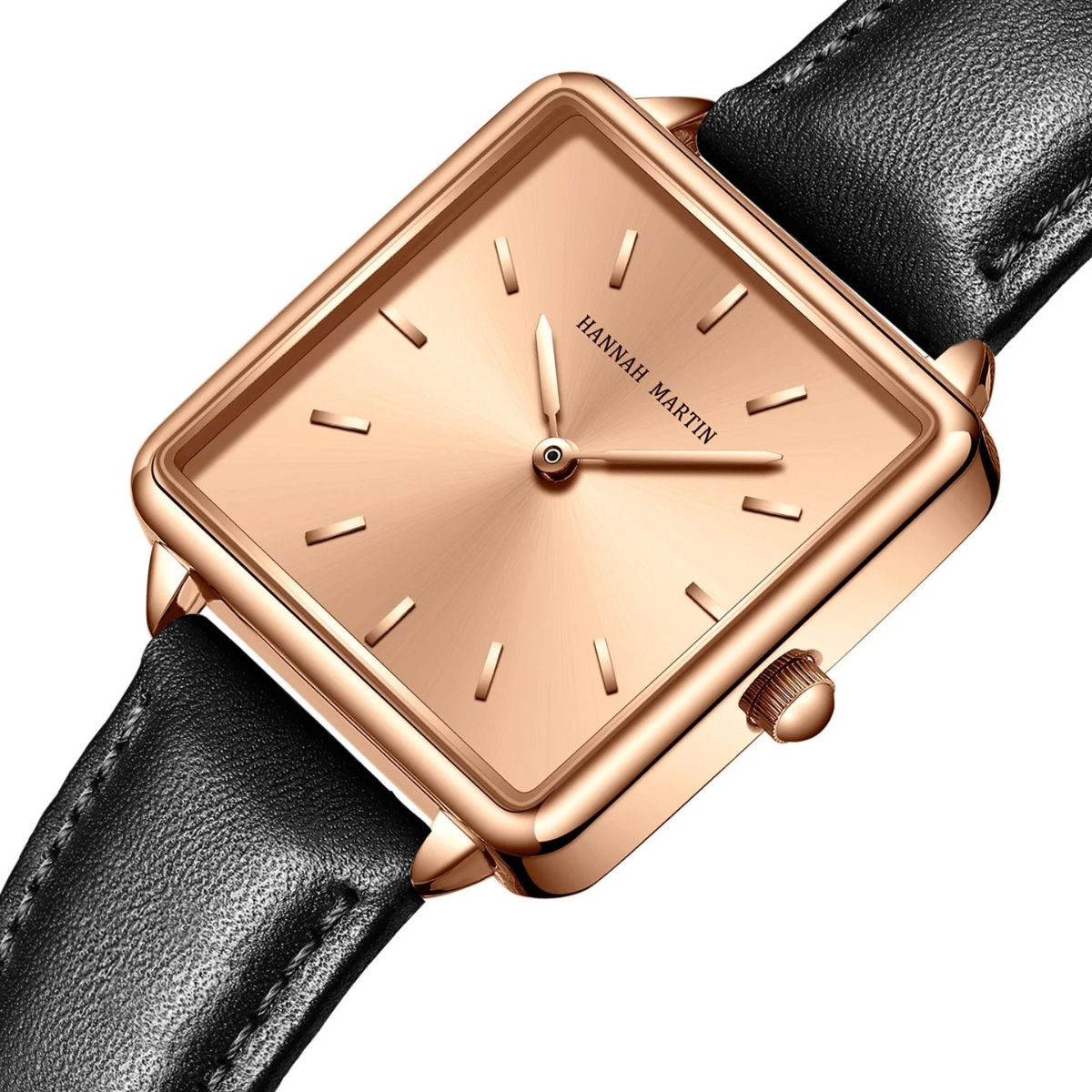 WOMEN'S SQUARE LEATHER WATCH ELEGANCE BLACK 28mm