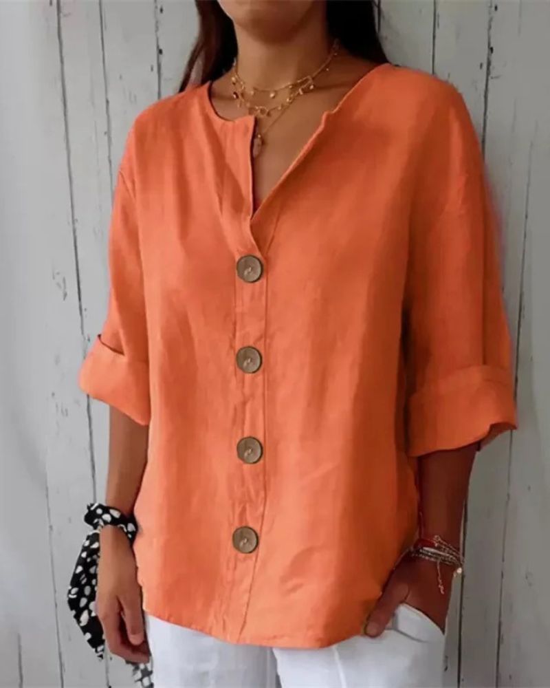 WOMEN'S LINEN SHIRT WITH FRONT BUTTONS