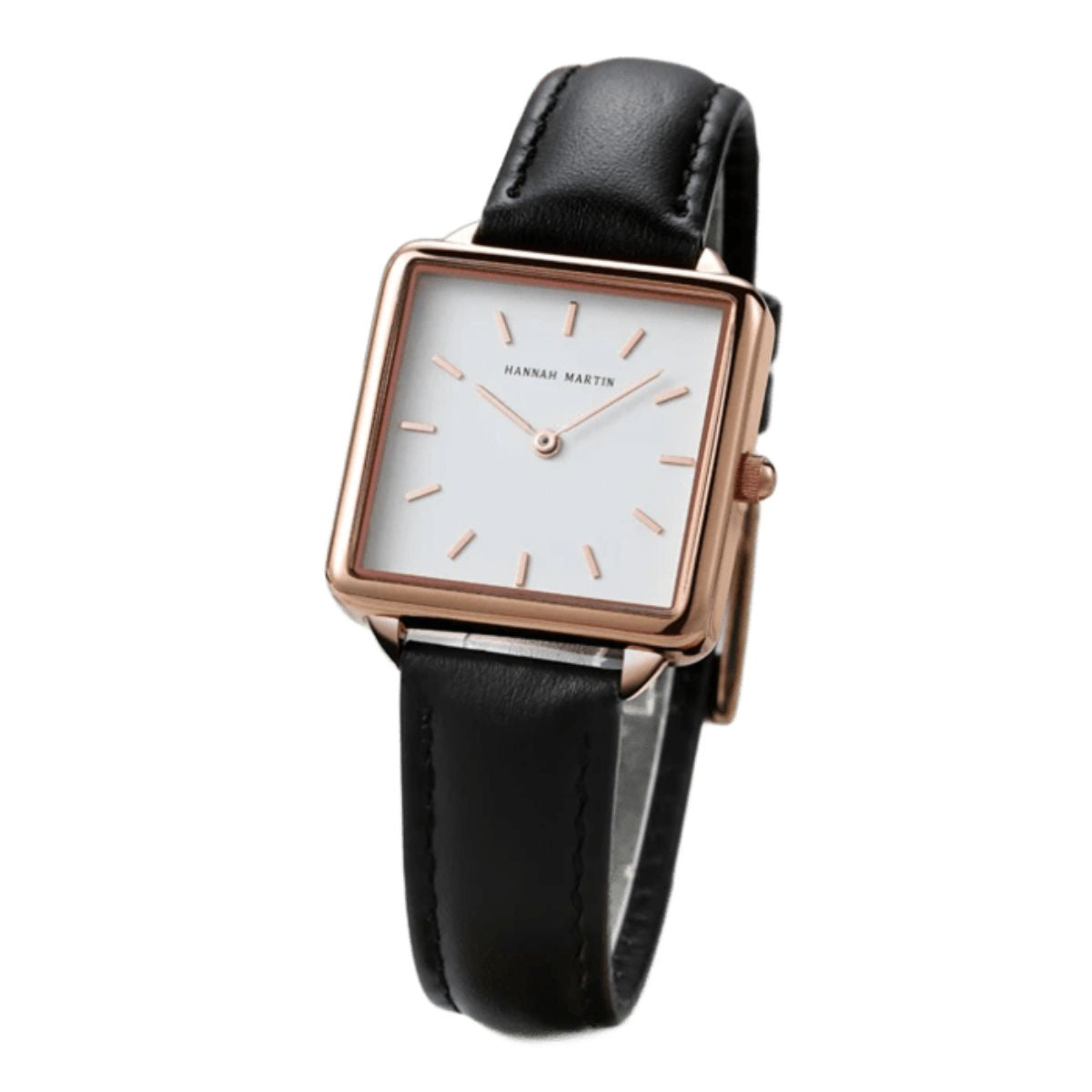 WOMEN'S SQUARE LEATHER WATCH ELEGANCE BLACK 28mm