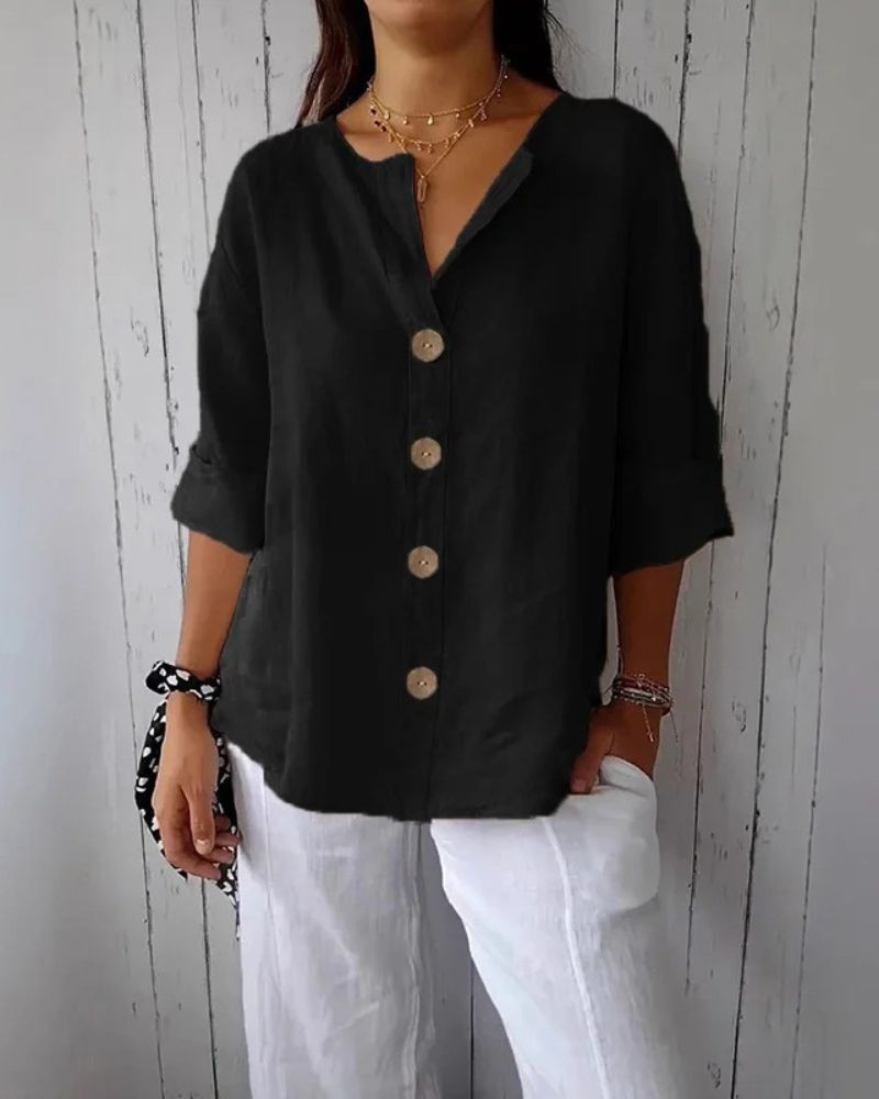 WOMEN'S LINEN SHIRT WITH FRONT BUTTONS