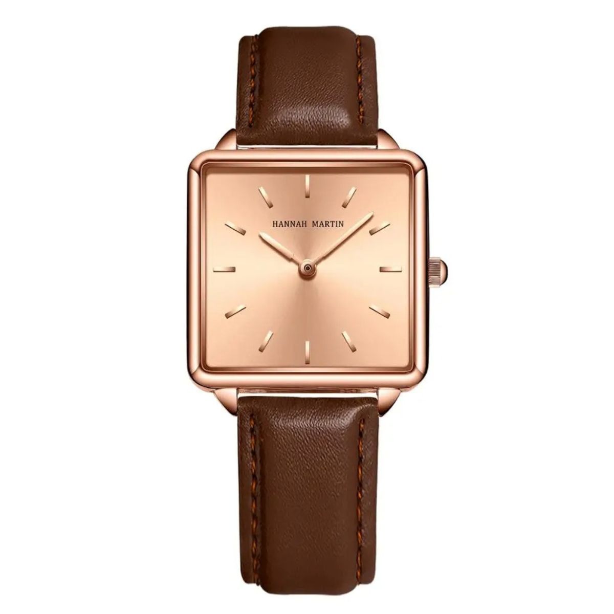 WOMEN'S SQUARE LEATHER WATCH ELEGANCE BROWN 28mm