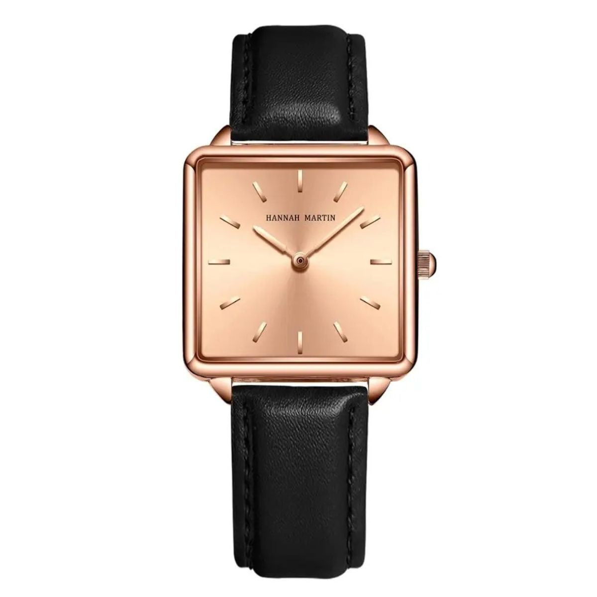 WOMEN'S SQUARE LEATHER WATCH ELEGANCE BLACK 28mm