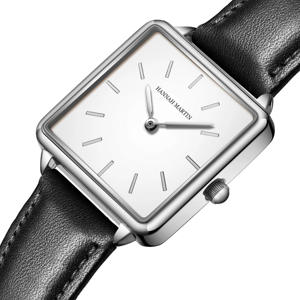 WOMEN'S SQUARE LEATHER WATCH ELEGANCE BLACK 28mm