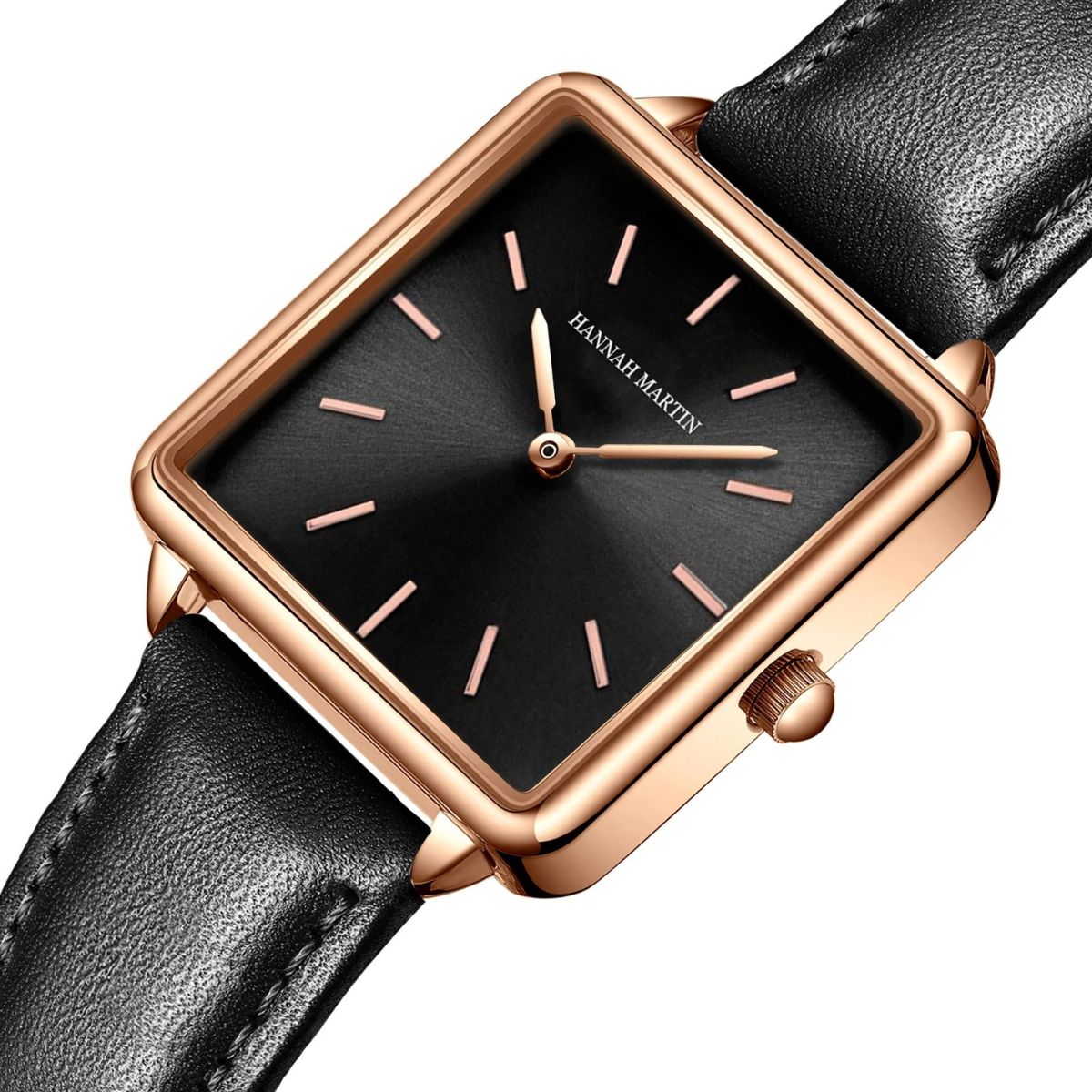 WOMEN'S SQUARE LEATHER WATCH ELEGANCE BLACK 28mm