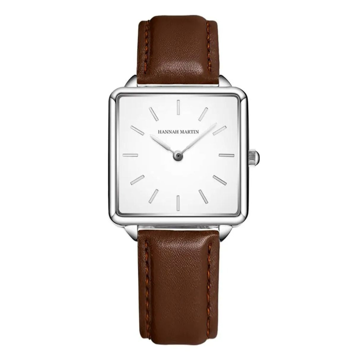 WOMEN'S SQUARE LEATHER WATCH ELEGANCE BROWN 28mm